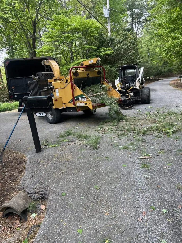 Wood chipper set up on a residential job