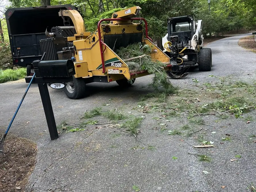 Wood chipper set up on a residential job